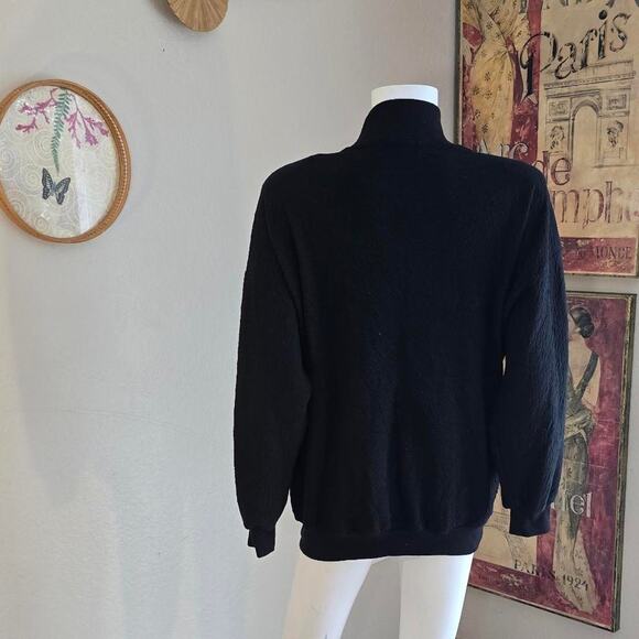 Vintage 90s/90s Kitsch Embroidered Bejeweled Crewneck Batwing Turtleneck Sweater - Picture 5 of 8